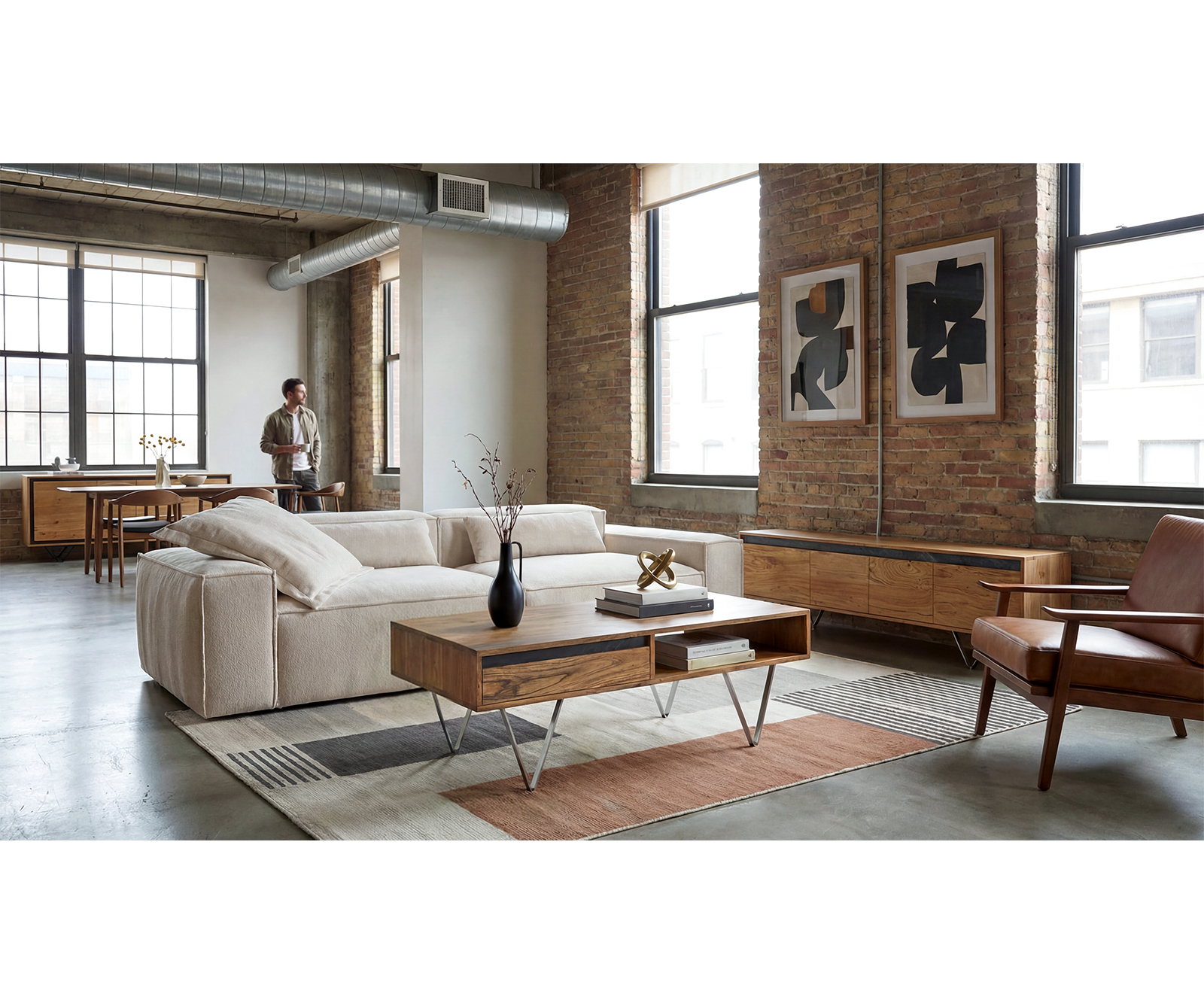 Dohányzóasztal Stonegrace 115x60x35 cm akác természetes pala 2 fiók 1 rekesz - Image 5