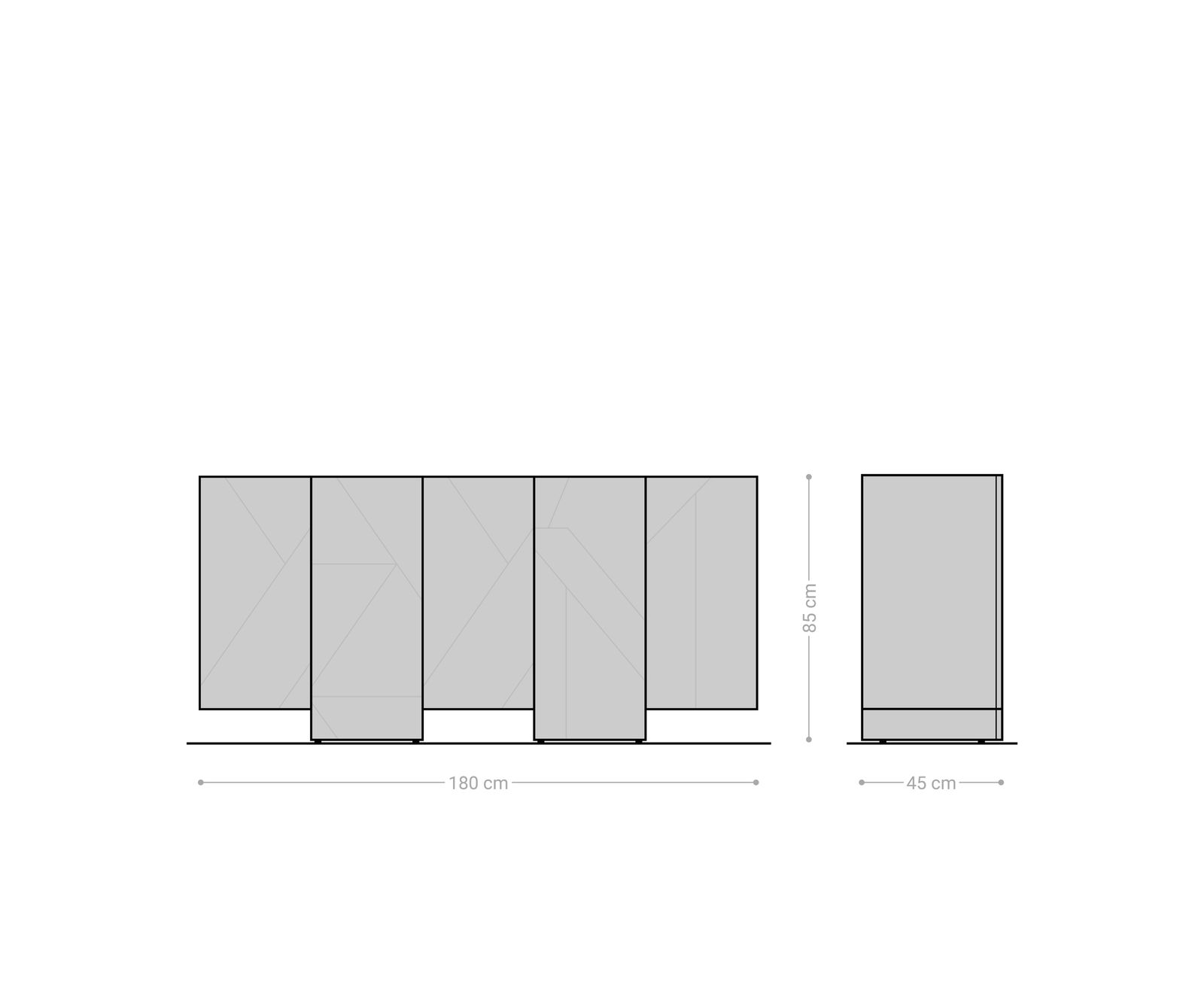 Komód Naxxar 180 cm akác természetes 5 ajtós - Image 7