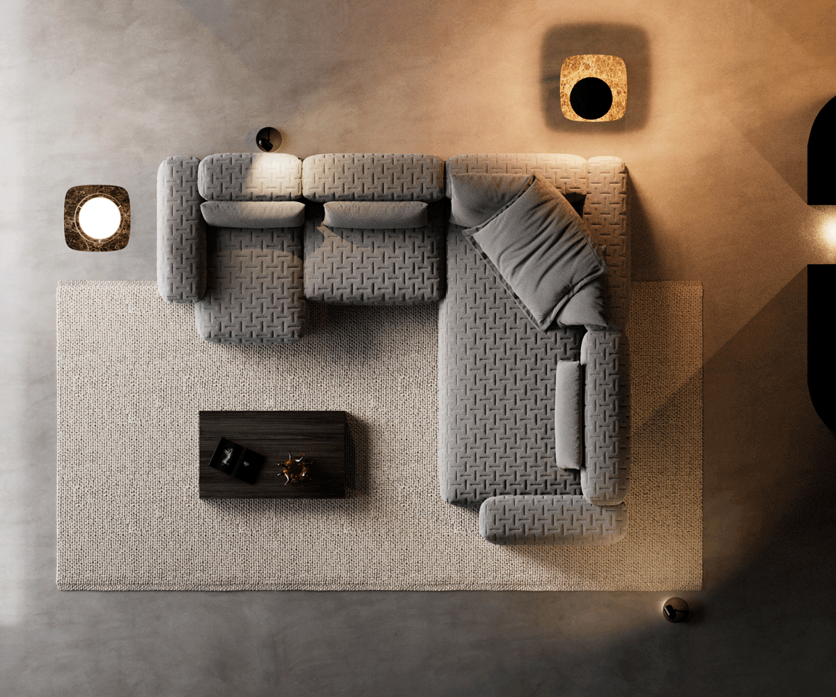 "U alakú kanapé Freestyle 360x290 cm strukturált szövet puha steppelt" - Image 6