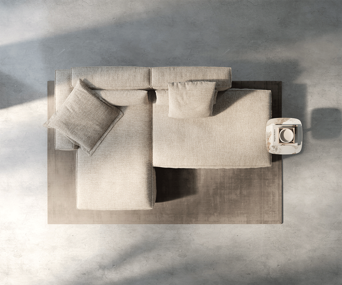 Sarokkanapé Freestyle 310x200 cm szövött szövet puha bézs szegélyezés - Image 6