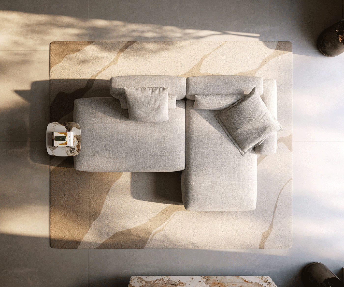 Sarokkanapé Freestyle 310x200 cm szövött szövet puha bézs varrással - Image 6