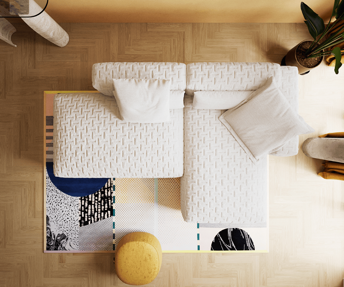 Sarokkanapé Freestyle 310x200 cm bouclé puha bézs steppelt - Image 5