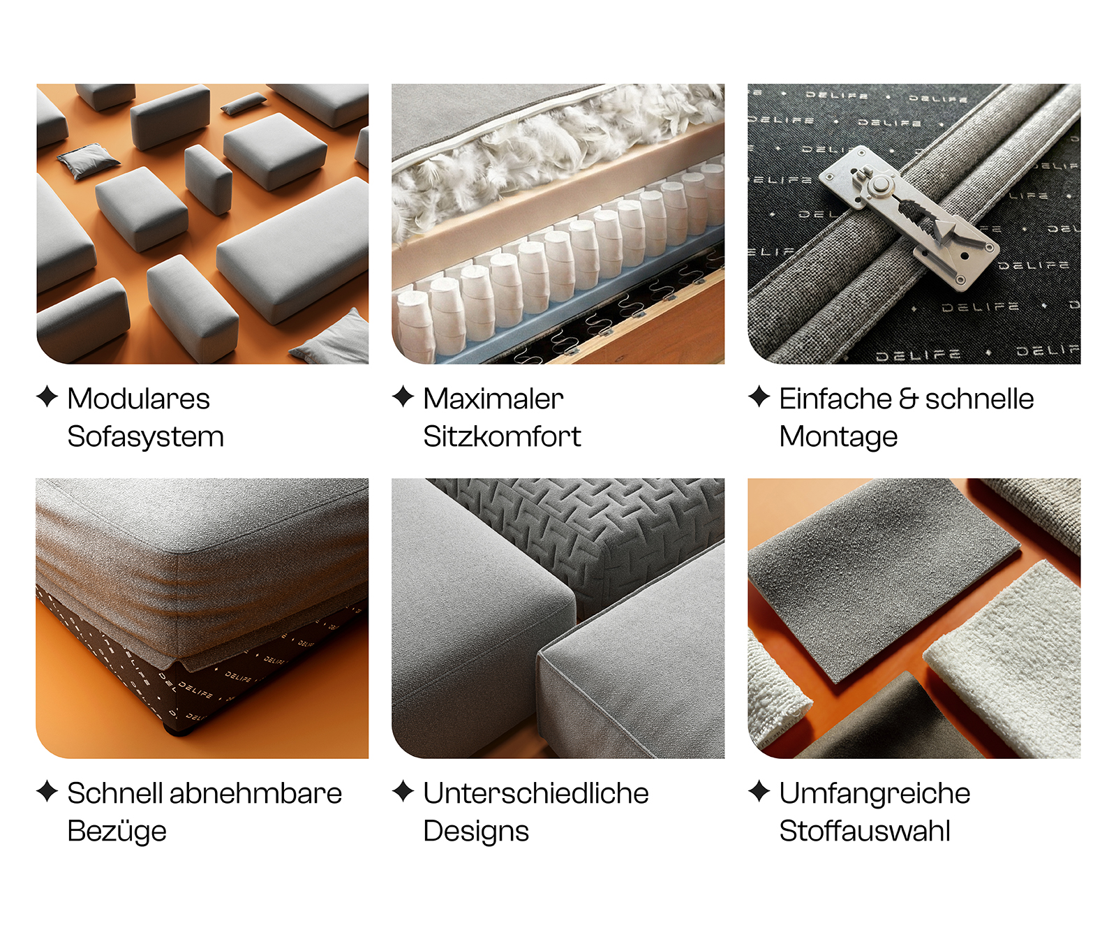 Sarokkanapé Freestyle 310x200 cm bouclé puha bézs szegélyvarrás - Image 8