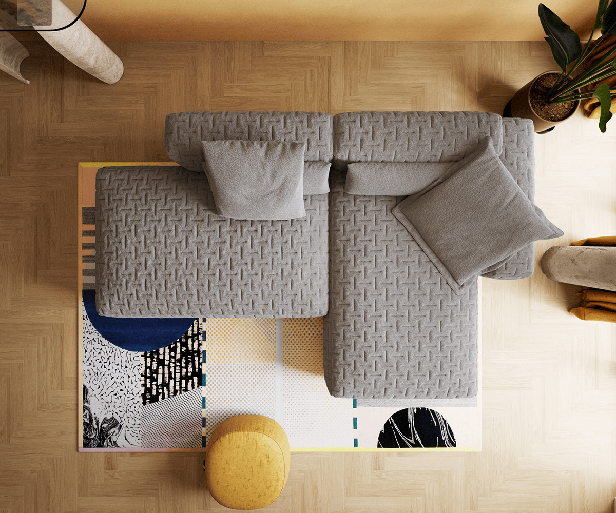 Sarokkanapé Freestyle 310x200 cm strukturált szövet puha steppelt - Image 6