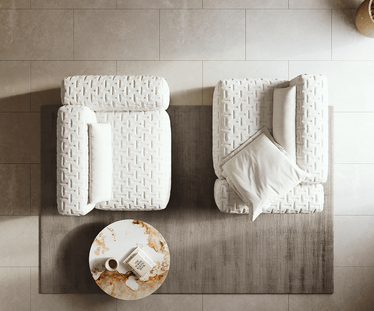 Nagy kanapé Freestyle 280x110 cm bouclé puha bézs steppelt - Image 5