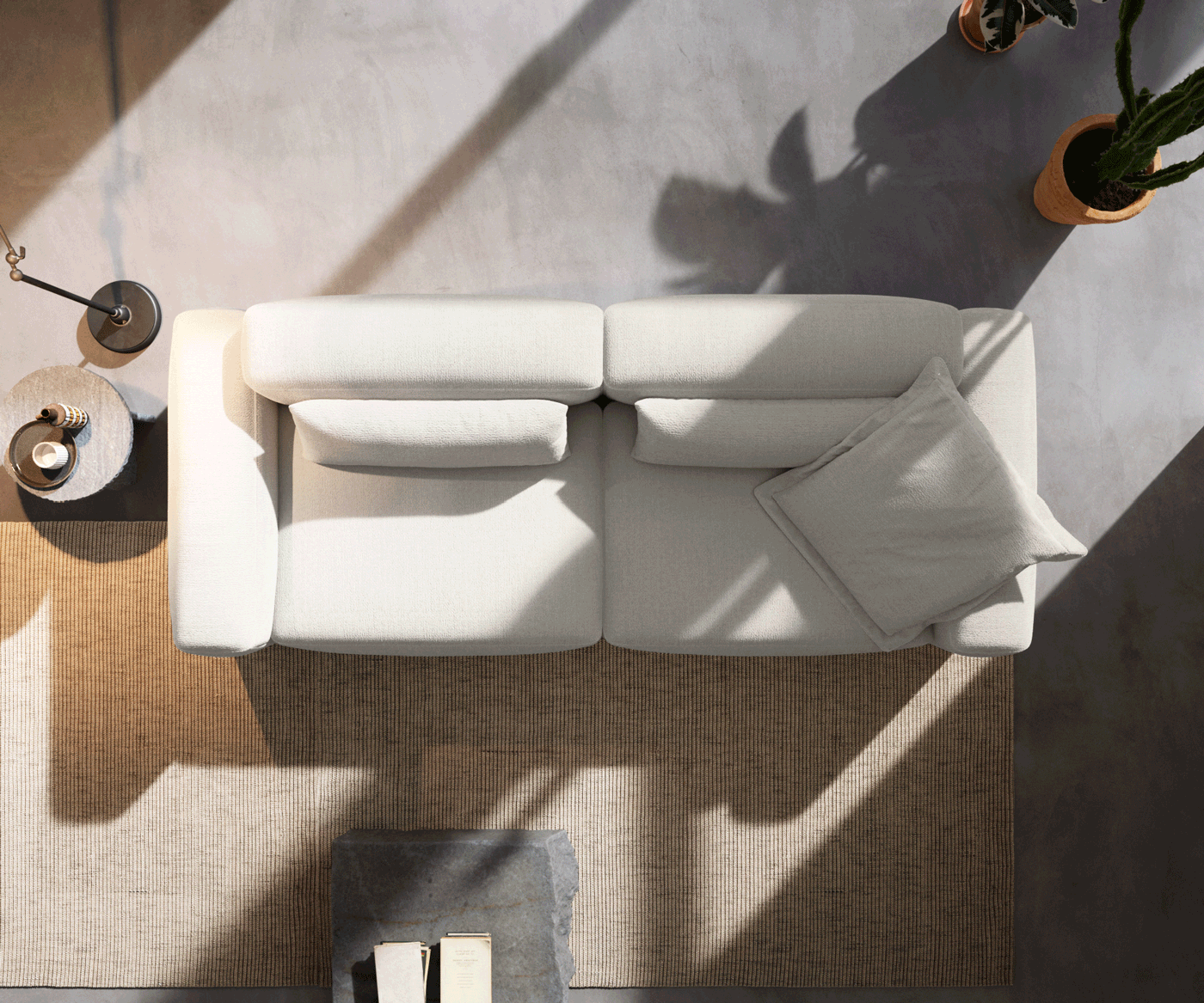 Nagy kanapé Freestyle 280x110 cm bouclé puha bézs varrással - Image 5