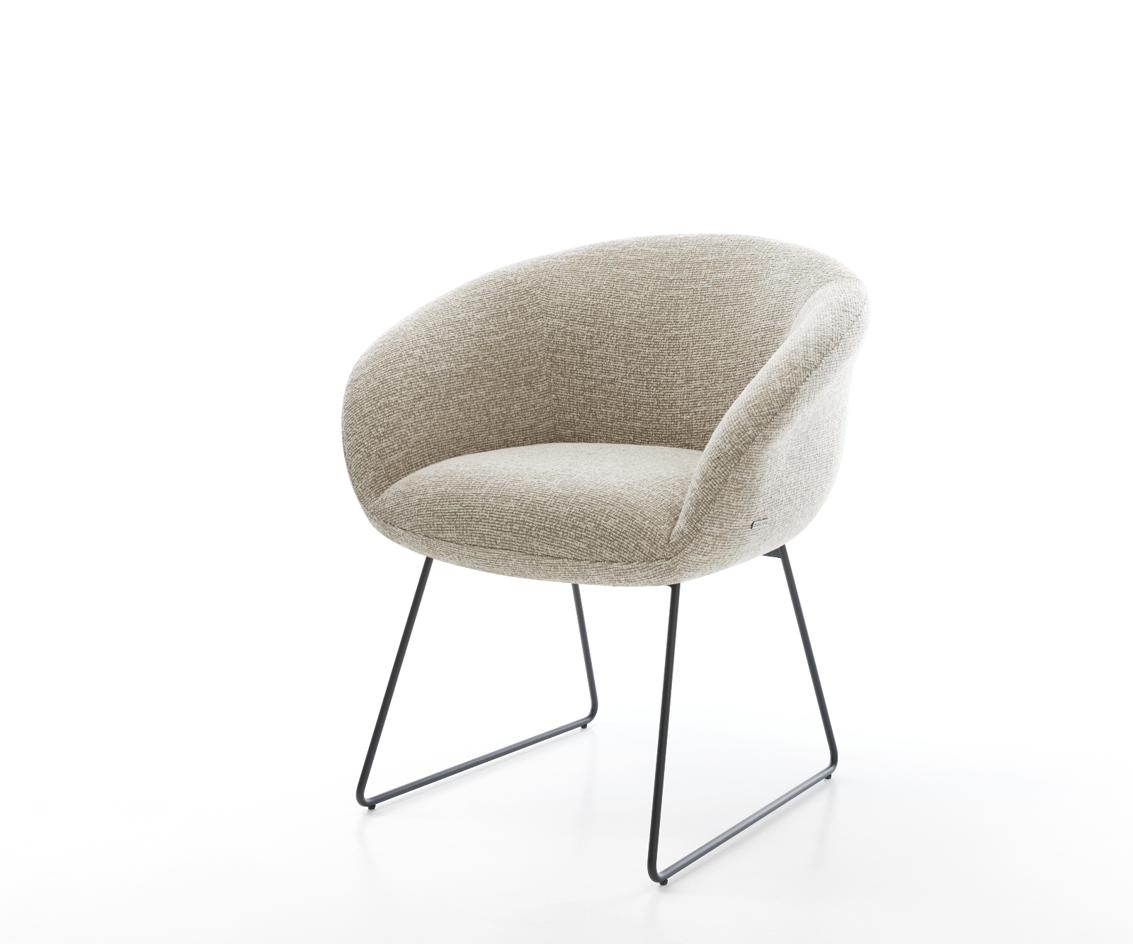 Étkezőszék Vinka-Flex karfás szövetszövet puha bézs vékony láb fekete zsákrugós