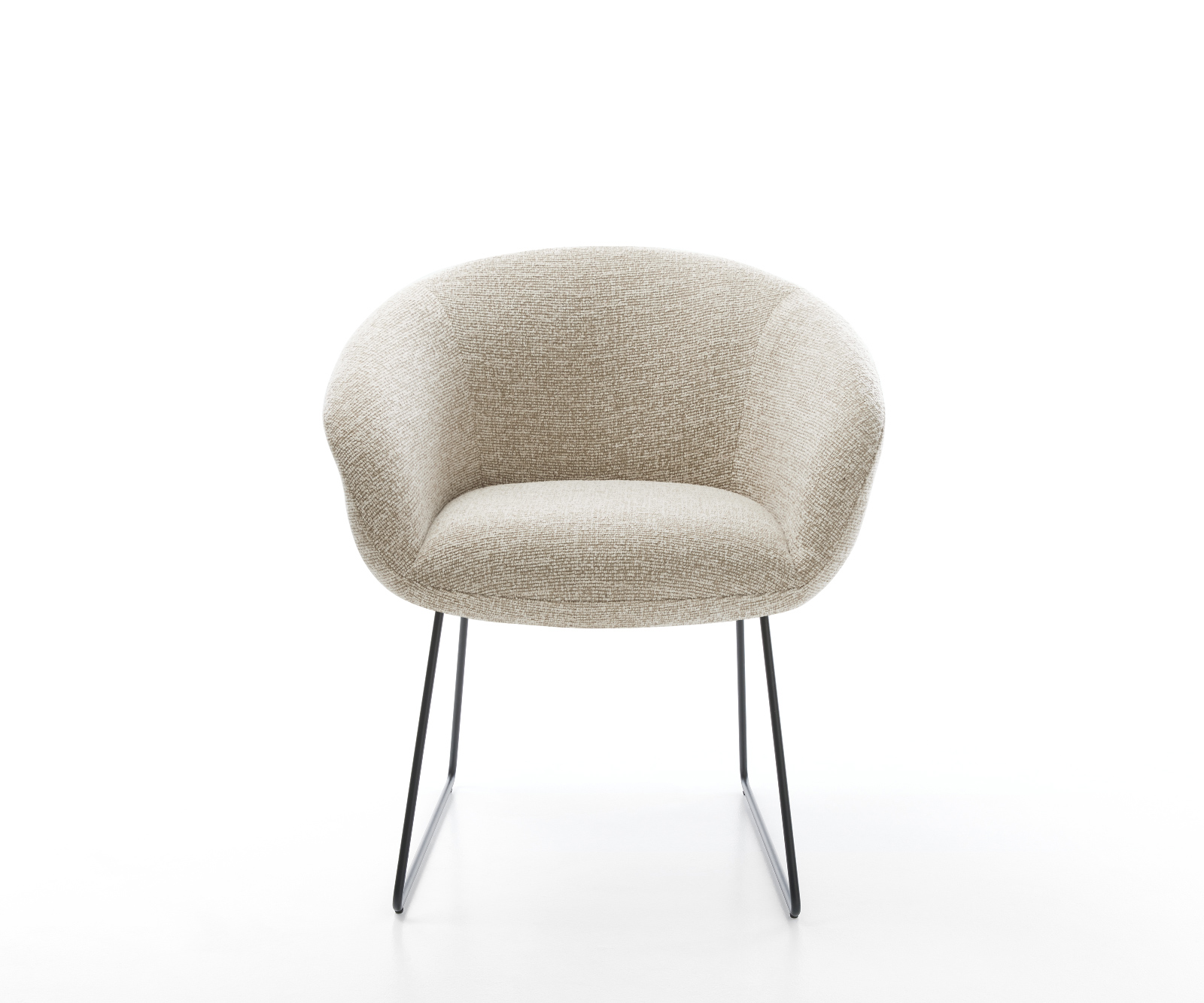 Étkezőszék Vinka-Flex karfás szövetszövet puha bézs vékony láb fekete zsákrugós - Image 2