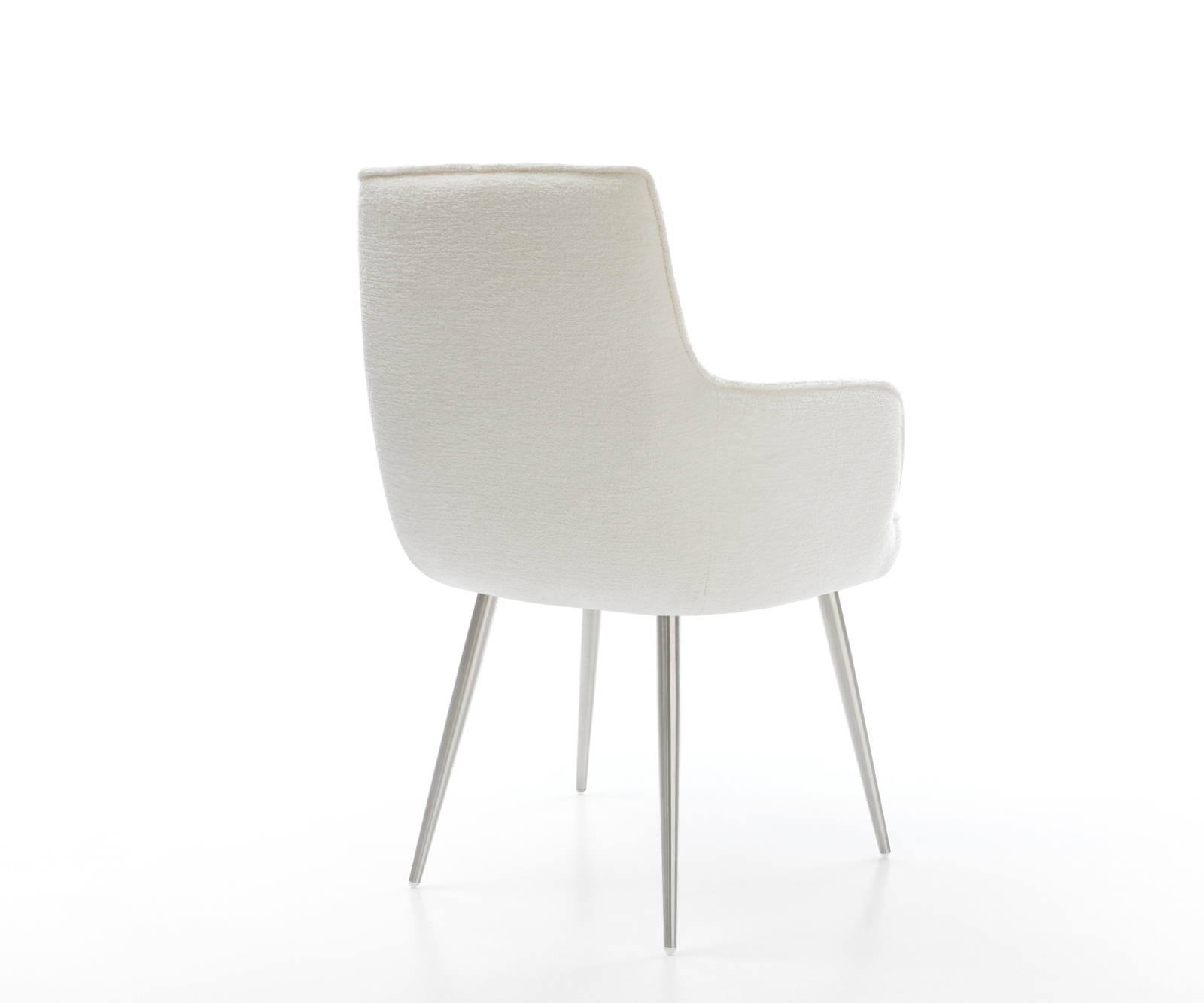 Étkezőszék Heira-Flex karfás bouclé puha bézs 4 lábas kúpos rozsdamentes acél zsákrugós - Image 5