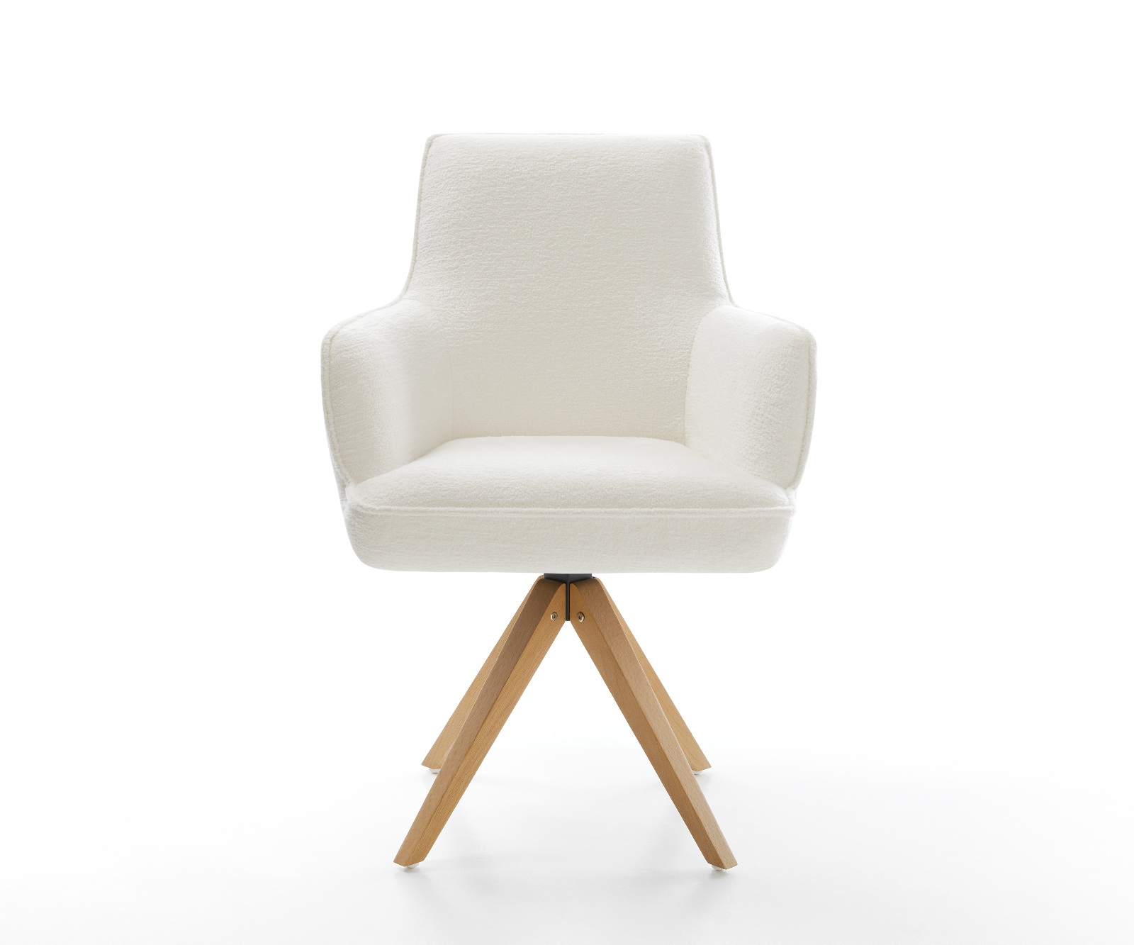 Étkezőszék Heira-Flex karfás bouclé puha bézs fa láb szögletes természetes 180° forgatható zsákrugós - Image 2