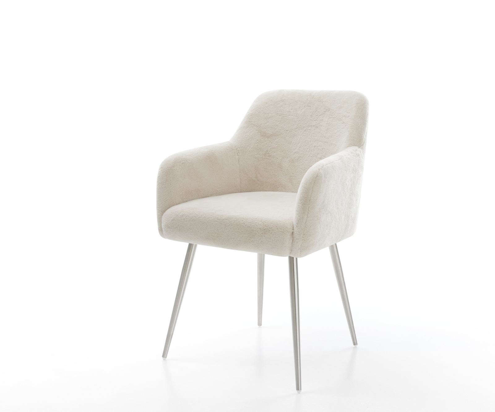 Étkezőszék Greg-Flex plüss krémfehér 4 láb kúpos rozsdamentes acél zsákrugós