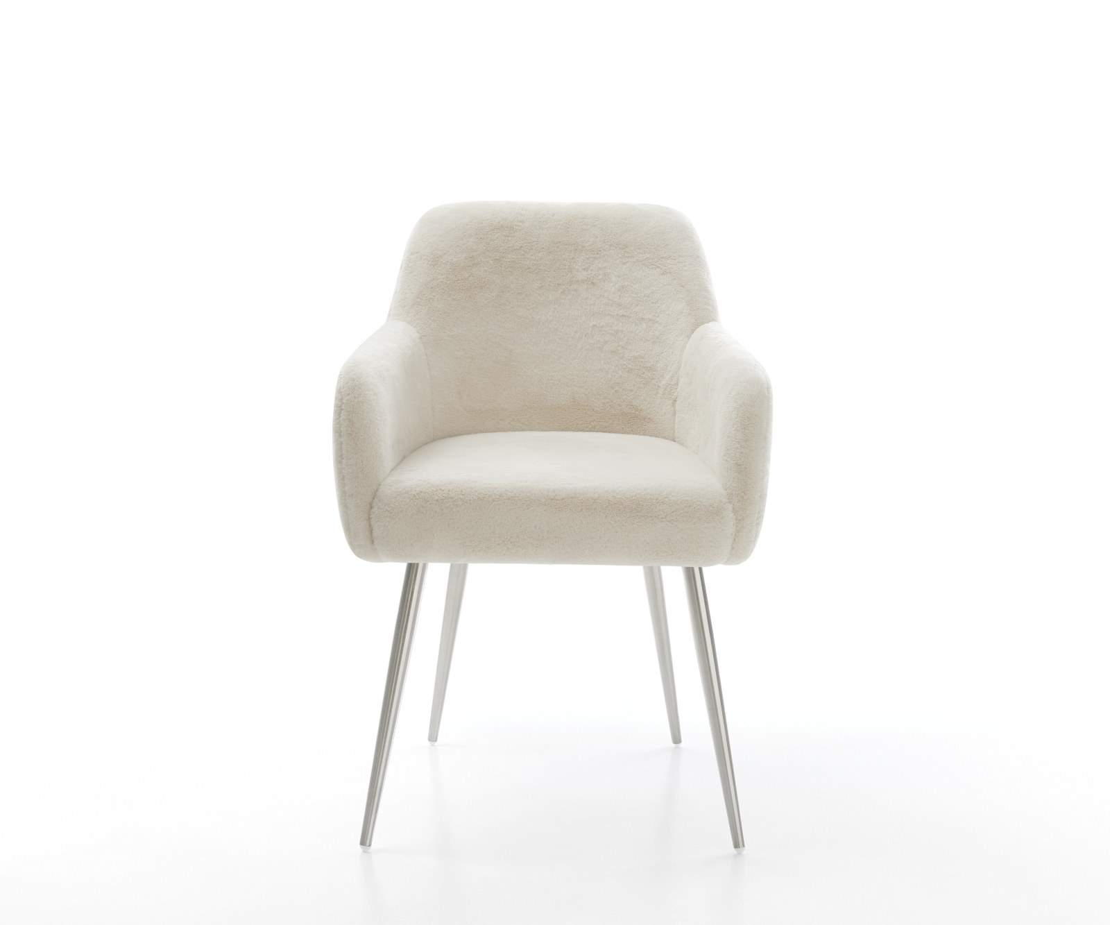 Étkezőszék Greg-Flex plüss krémfehér 4 láb kúpos rozsdamentes acél zsákrugós - Image 2