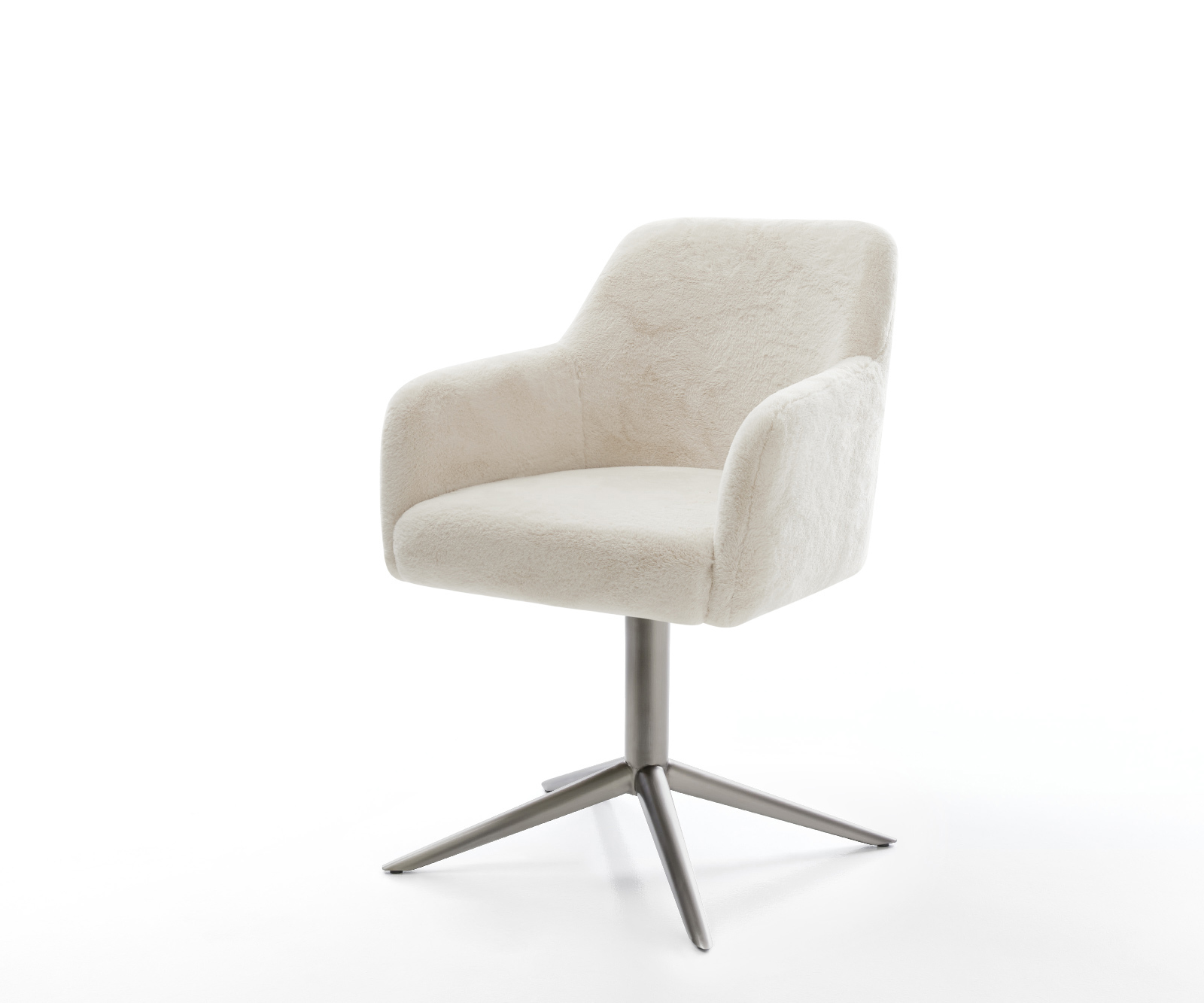 Étkezőszék Greg-Flex plüss krémfehér kereszt láb grafit 360° forgatható billenő zsákrugó