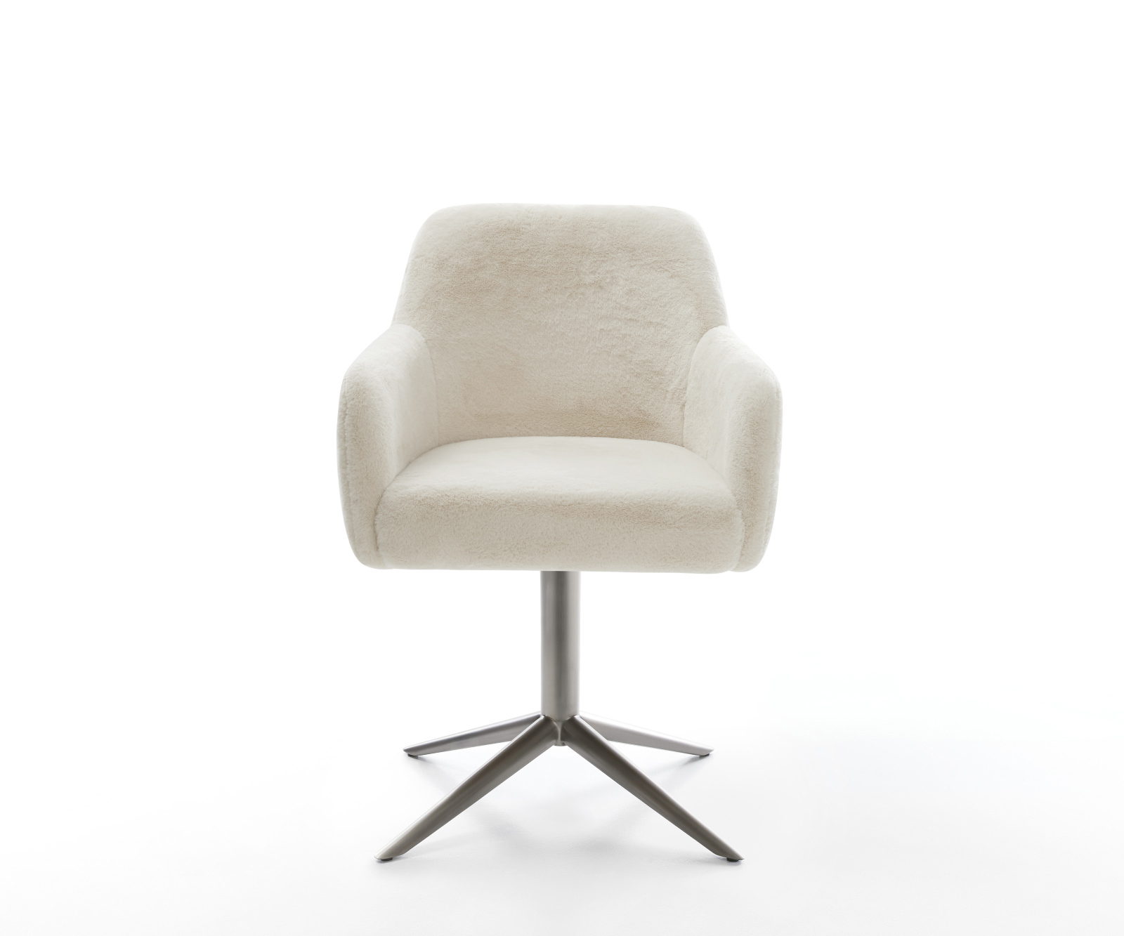 Étkezőszék Greg-Flex plüss krémfehér kereszt láb grafit 360° forgatható billenő zsákrugó - Image 2