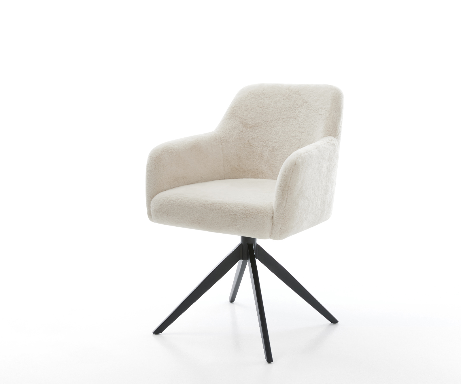 Étkezőszék Greg-Flex plüss krémfehér kereszt láb széles fekete 360° forgatható billenő zsákrugós