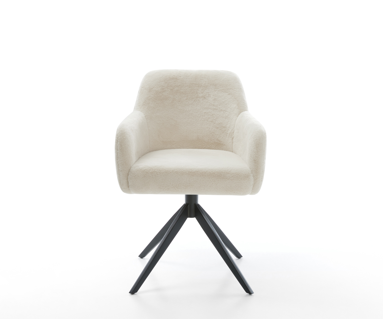 Étkezőszék Greg-Flex plüss krémfehér kereszt láb széles fekete 360° forgatható billenő zsákrugós - Image 2