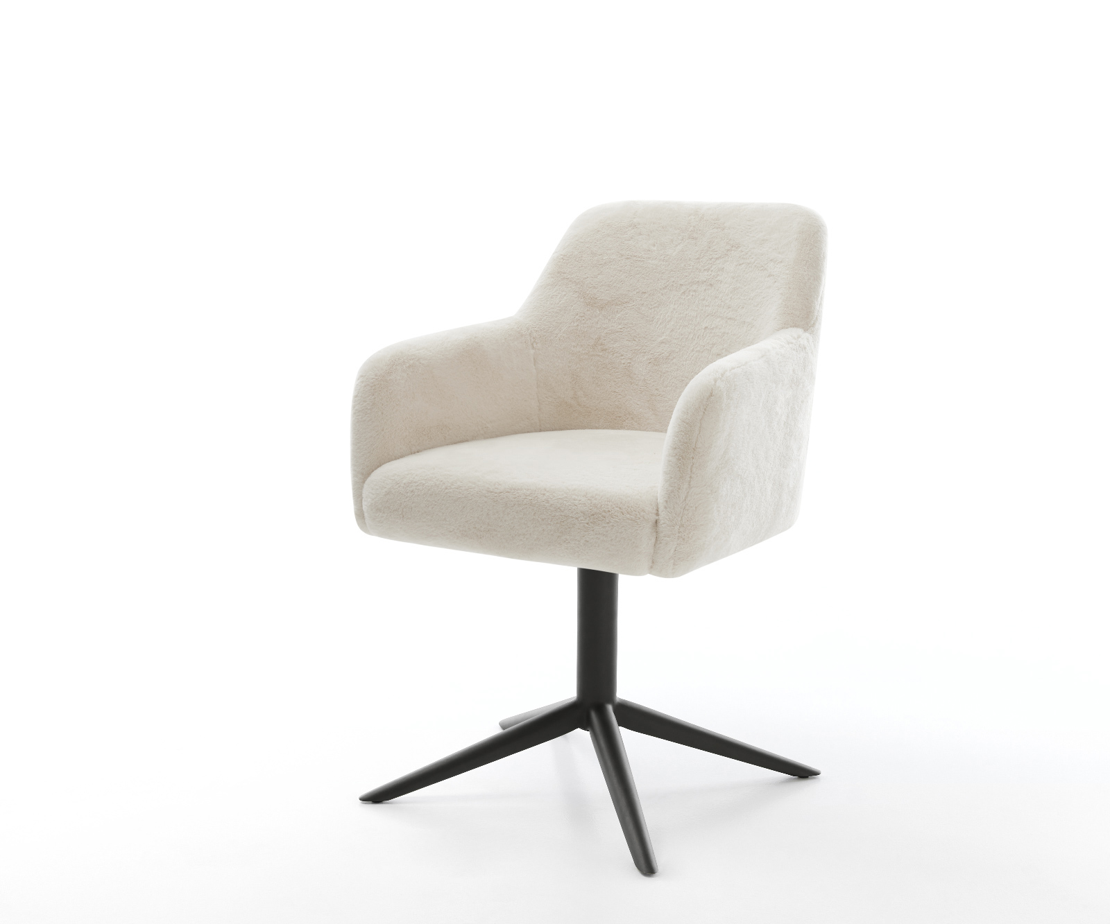 Étkezőszék Greg-Flex plüss krémfehér fekete kereszt láb 360° forgatható billenő zsákrugó