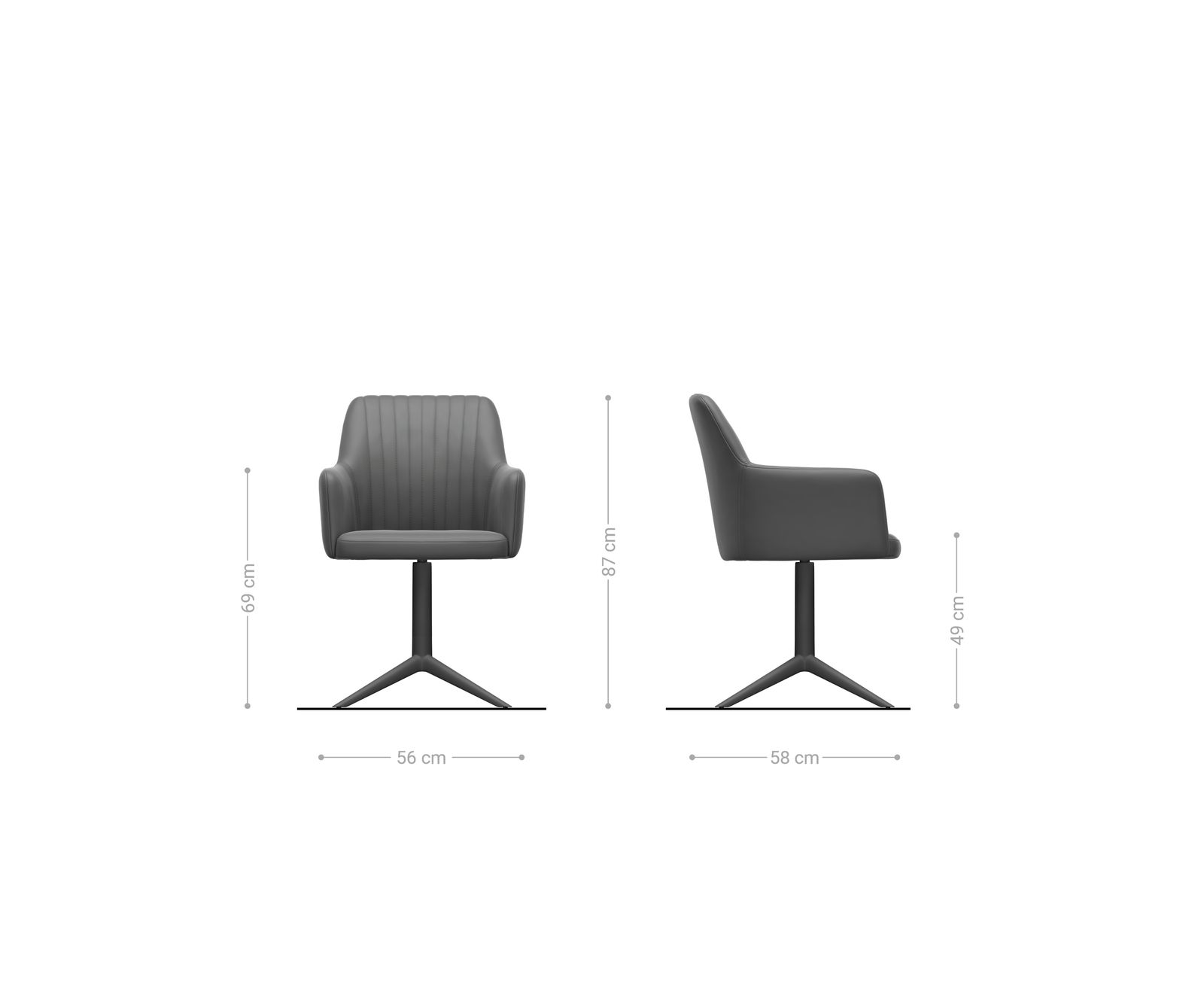 Étkezőszék Greg-Flex plüss krémfehér fekete kereszt láb 360° forgatható billenő zsákrugó - Image 6