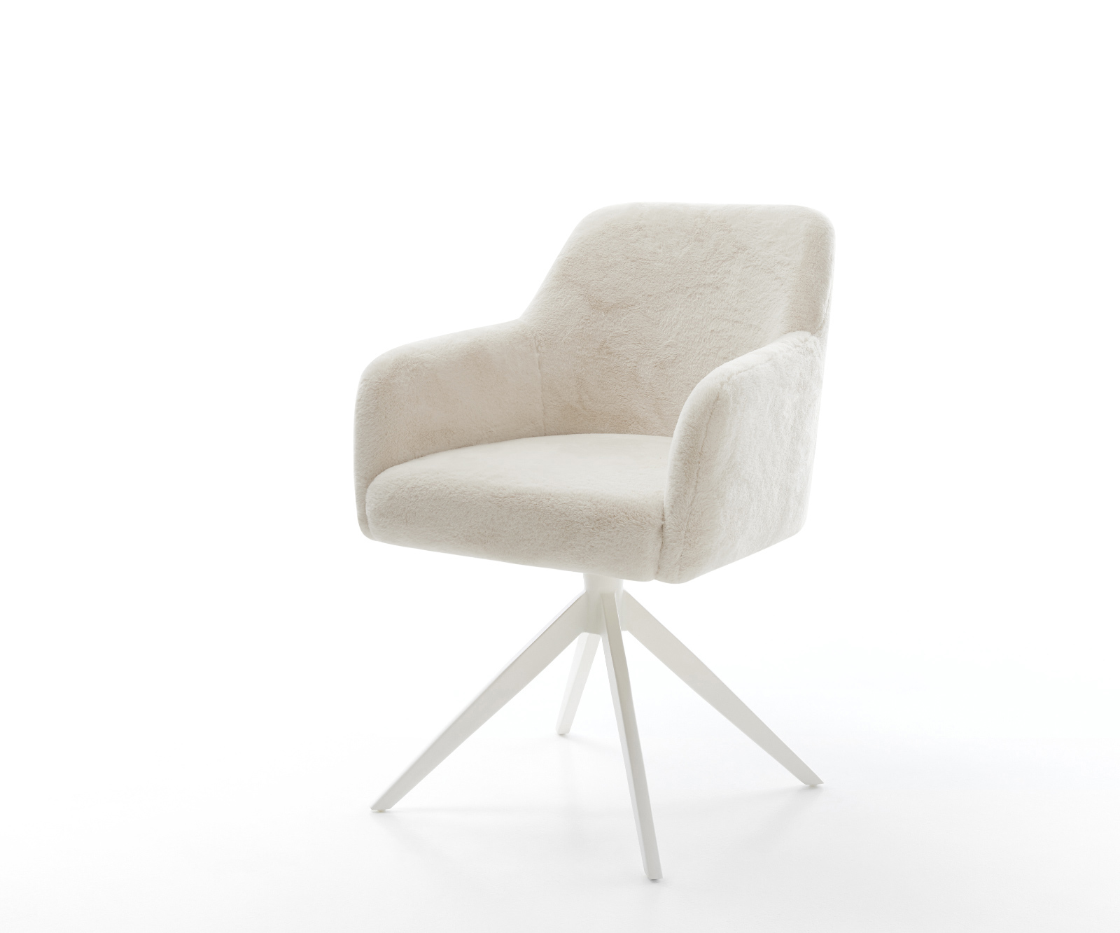 Étkezőszék Greg-Flex plüss krémfehér kereszt láb széles fehér 360° forgatható billenő zsákrugó