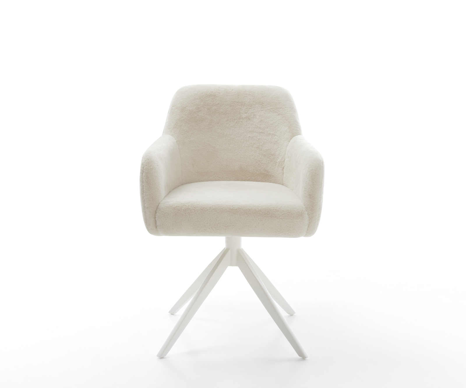 Étkezőszék Greg-Flex plüss krémfehér kereszt láb széles fehér 360° forgatható billenő zsákrugó - Image 2