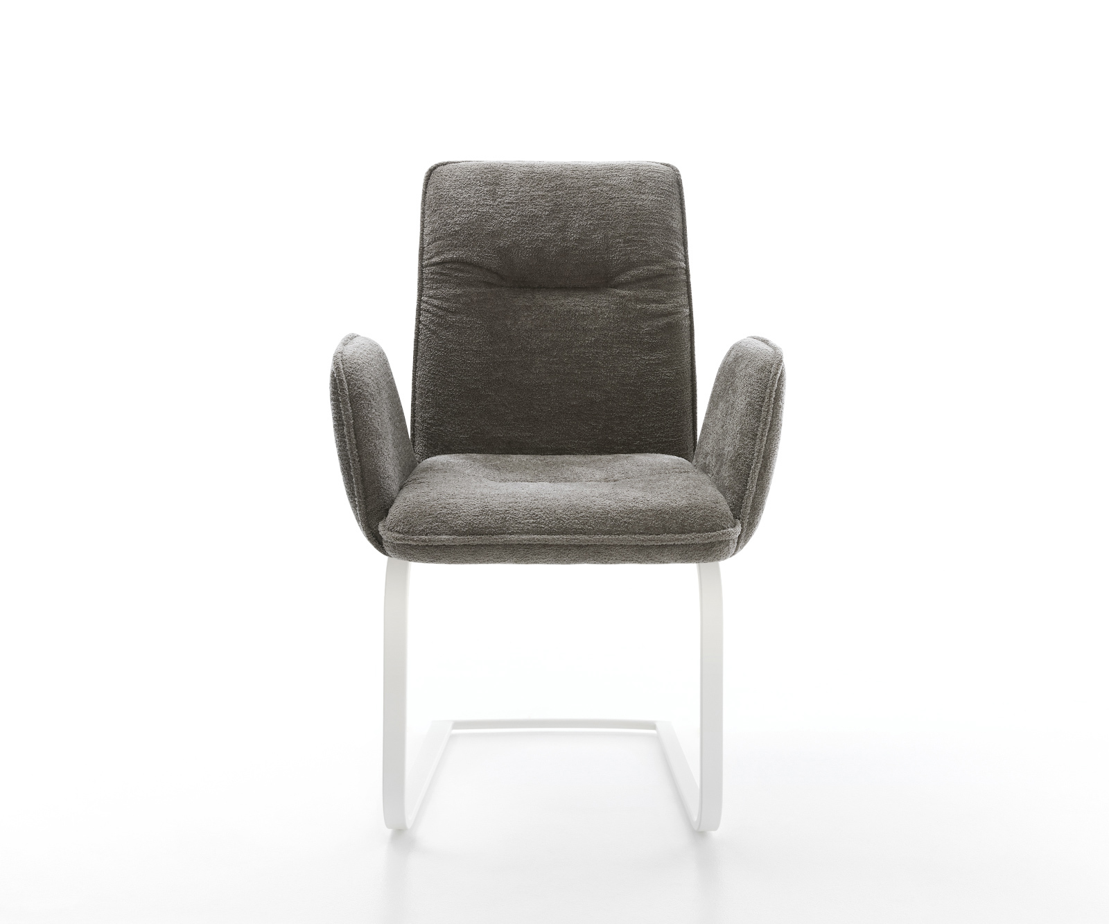 Étkezőszék Vinja-Flex bouclé puha sötét bézs konzolos láb lapos fehér - Image 2