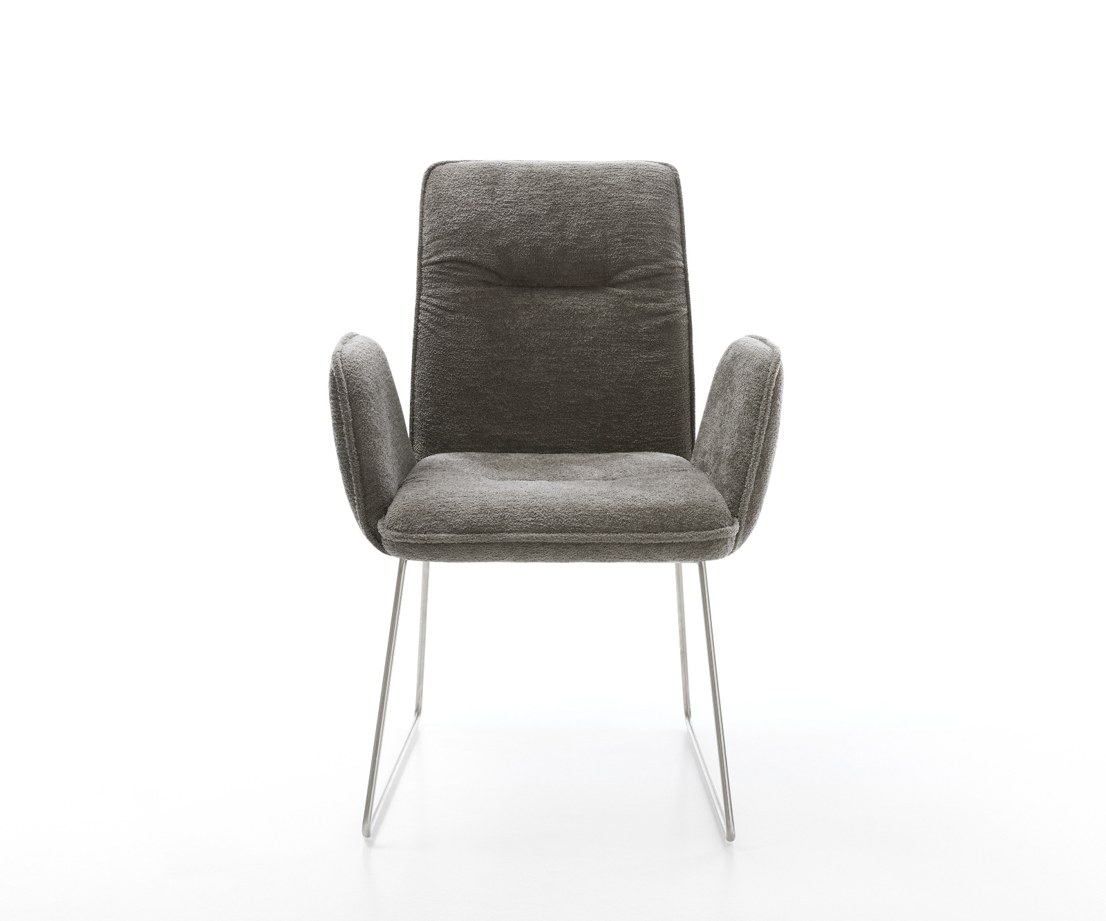 Étkezőszék Vinja-Flex bouclé puha sötét bézs vékony láb rozsdamentes acél - Image 2