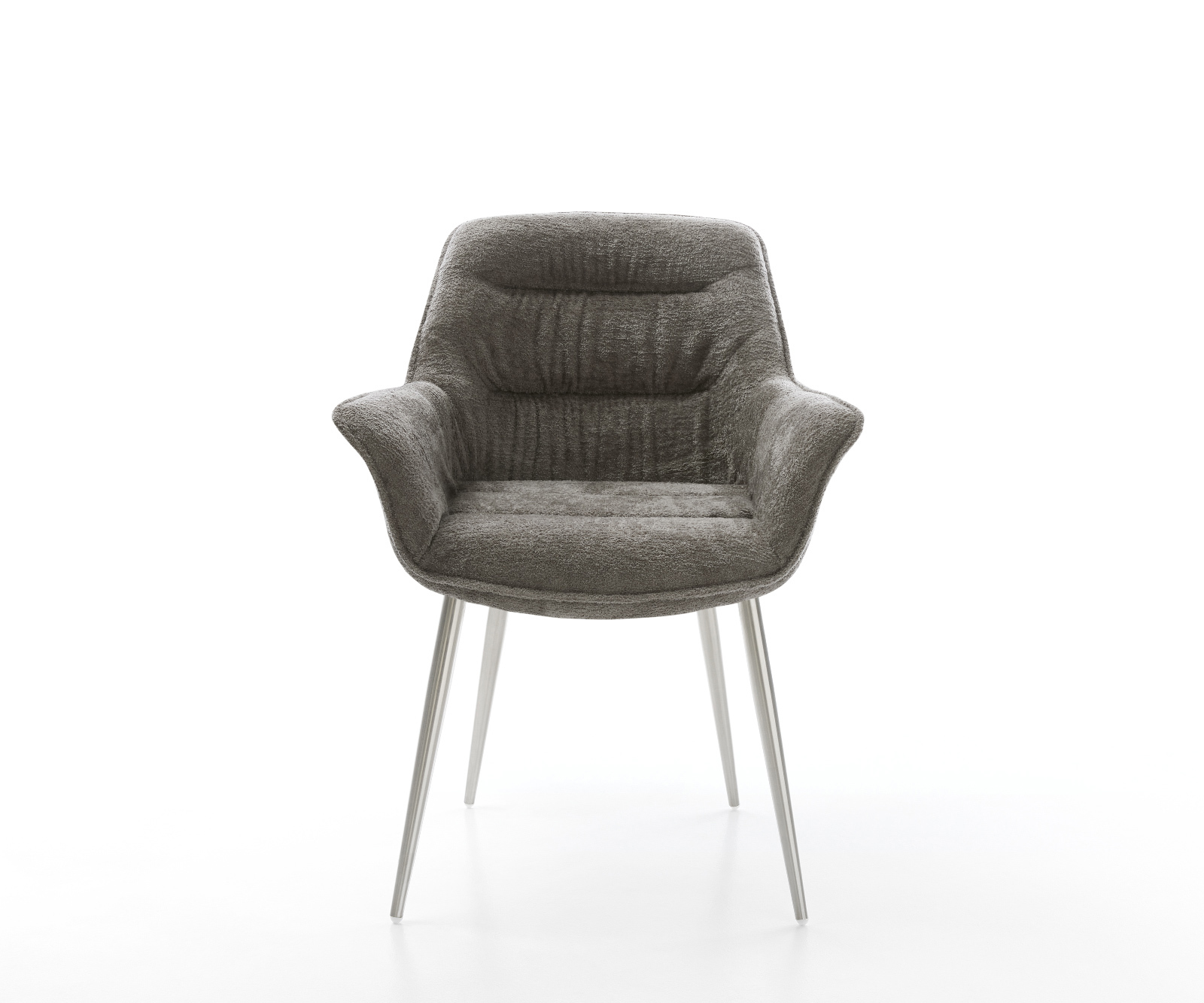 Étkezőszék Kaira-Flex bouclé puha sötét bézs 4 láb kúpos rozsdamentes acél - Image 2