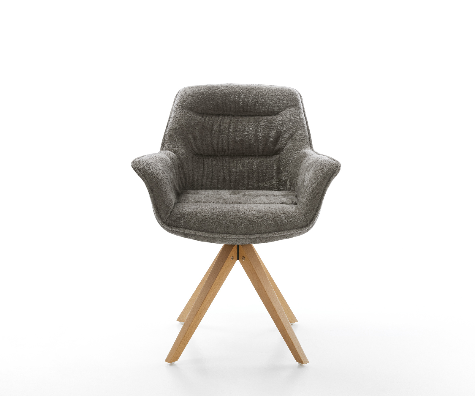 Étkezőszék Kaira-Flex bouclé puha sötét bézs fa láb szögletes természetes 180° forgatható - Image 2