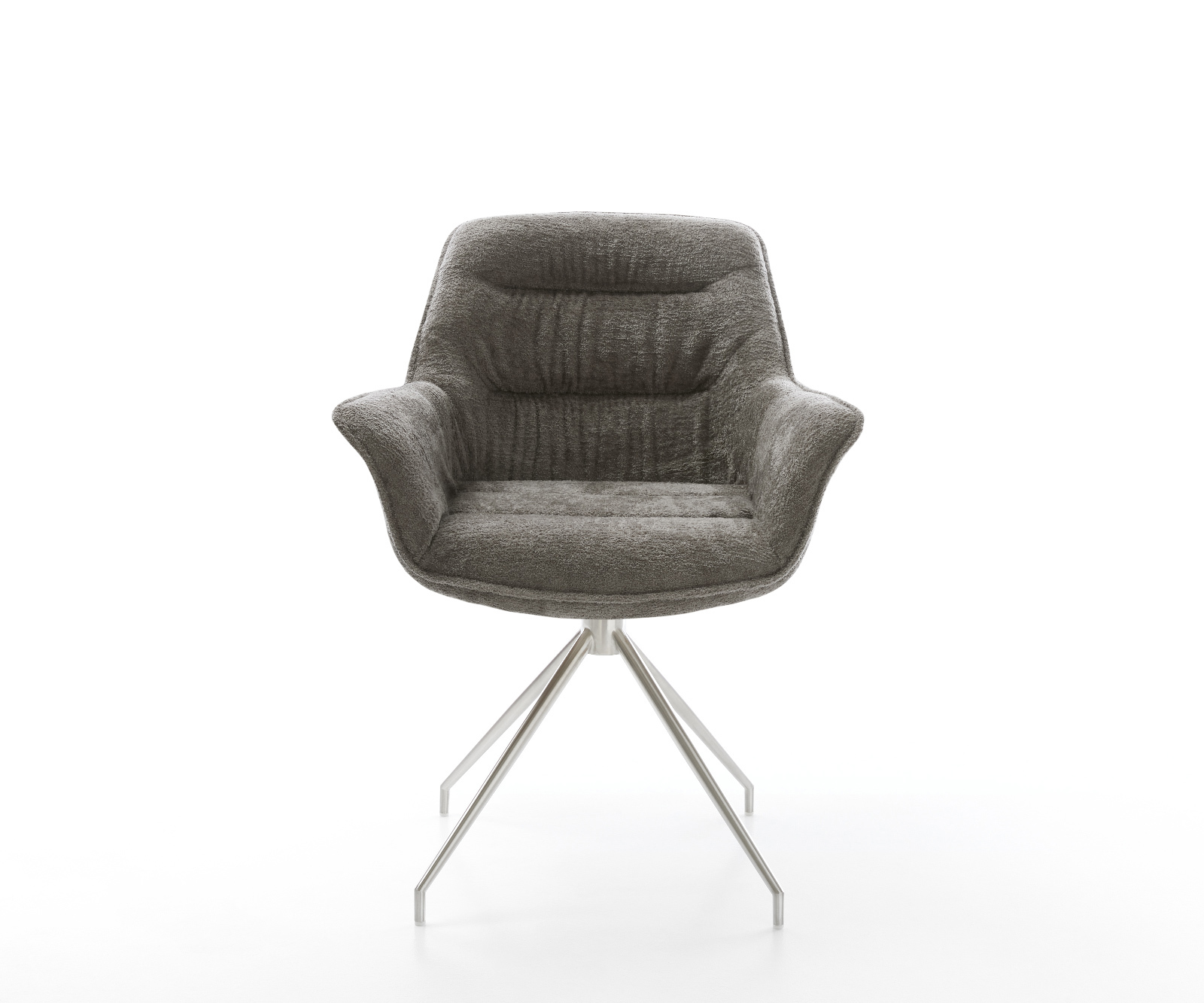 Étkezőszék Kaira-Flex bouclé puha sötét bézs kereszt láb kúpos rozsdamentes acél - Image 2