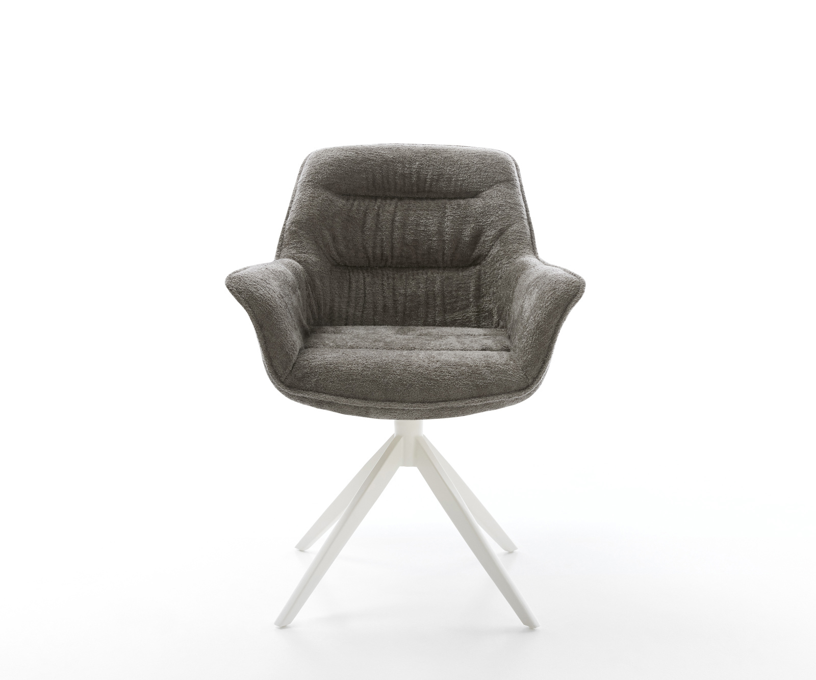 Étkezőszék Kaira-Flex bouclé puha sötét bézs kereszt láb széles fehér 360° forgatható billenő funkció - Image 2