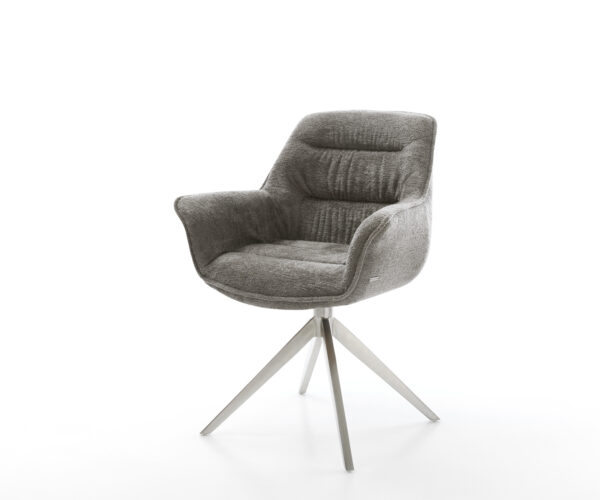 Étkezőszék Kaira-Flex bouclé puha sötét bézs kereszt láb széles rozsdamentes acél 360° forgatható billenő funkció