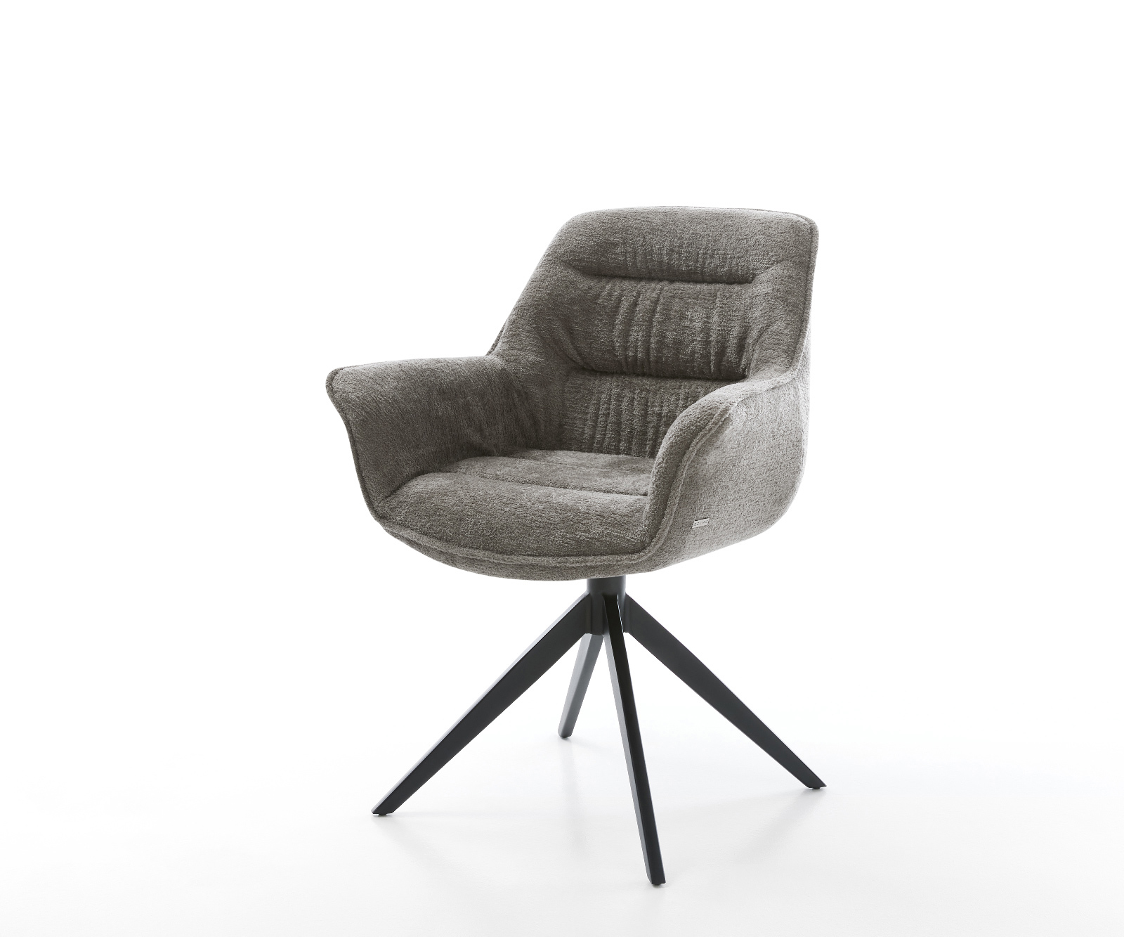 Étkezőszék Kaira-Flex bouclé puha sötét bézs kereszt láb széles fekete 360°-ban forgatható billenő funkció