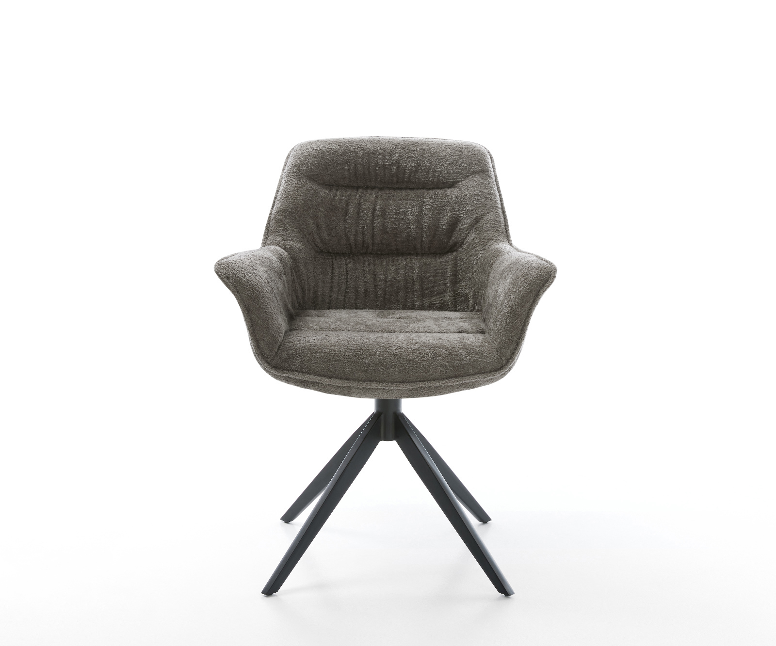 Étkezőszék Kaira-Flex bouclé puha sötét bézs kereszt láb széles fekete 360°-ban forgatható billenő funkció - Image 2