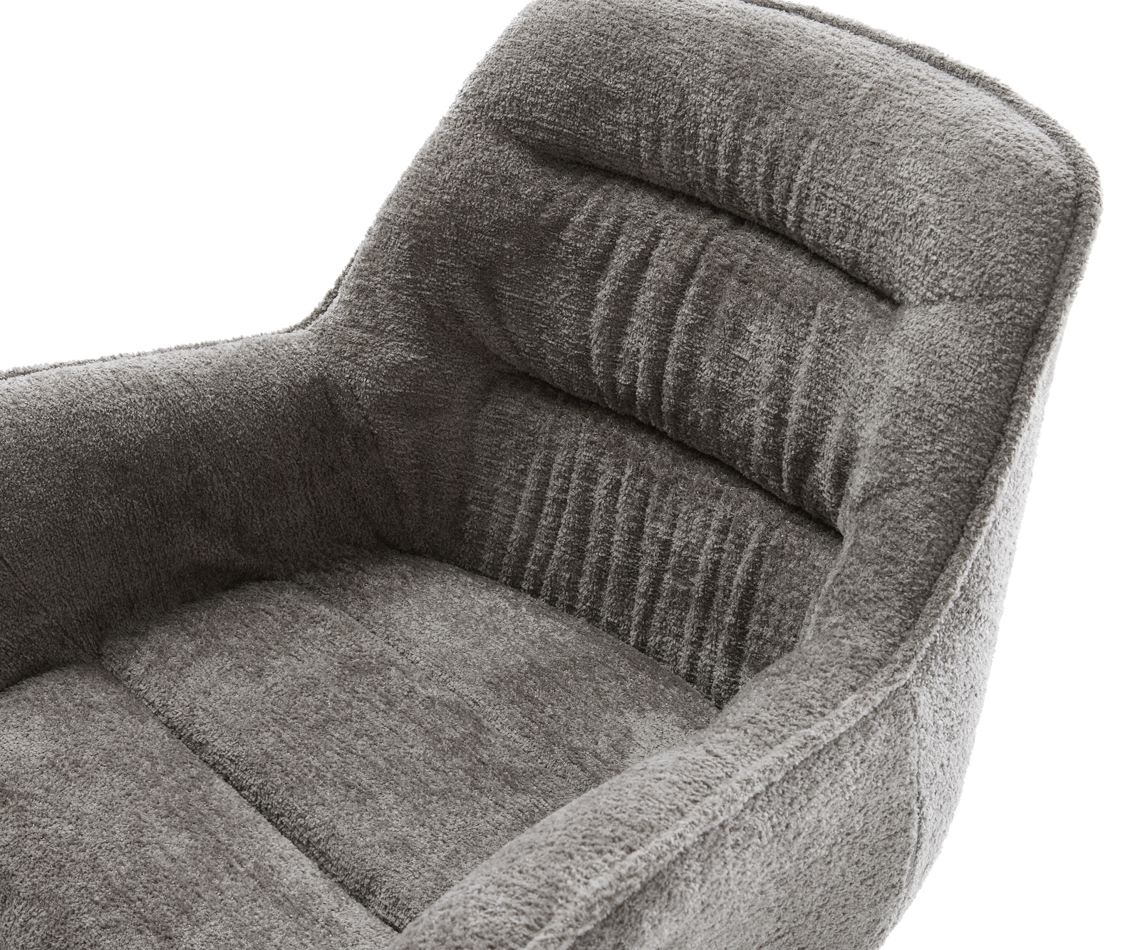 Étkezőszék Kaira-Flex bouclé puha sötét bézs kereszt láb széles fekete 360°-ban forgatható billenő funkció - Image 4