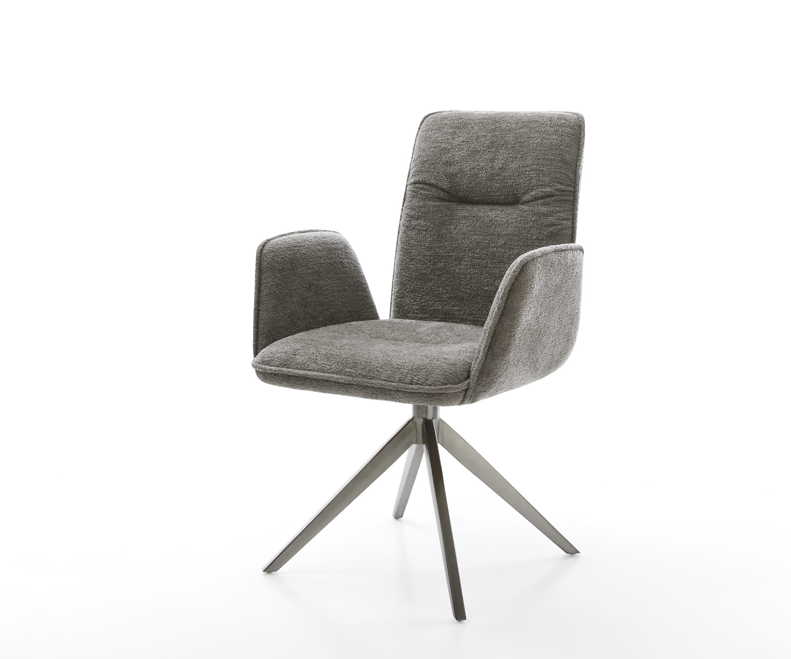 Étkezőszék Vinja-Flex bouclé puha sötét bézs kereszt láb széles grafit 360° forgatható billenő funkció