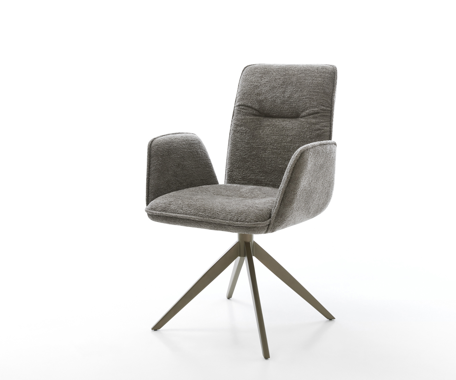 Étkezőszék Vinja-Flex bouclé puha sötét bézs kereszt láb széles titán színű hatvan fokban forgatható billenő funkció