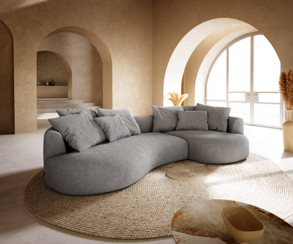 Nagy kanapé Edina 330x170 cm strukturált szövet puha szürke