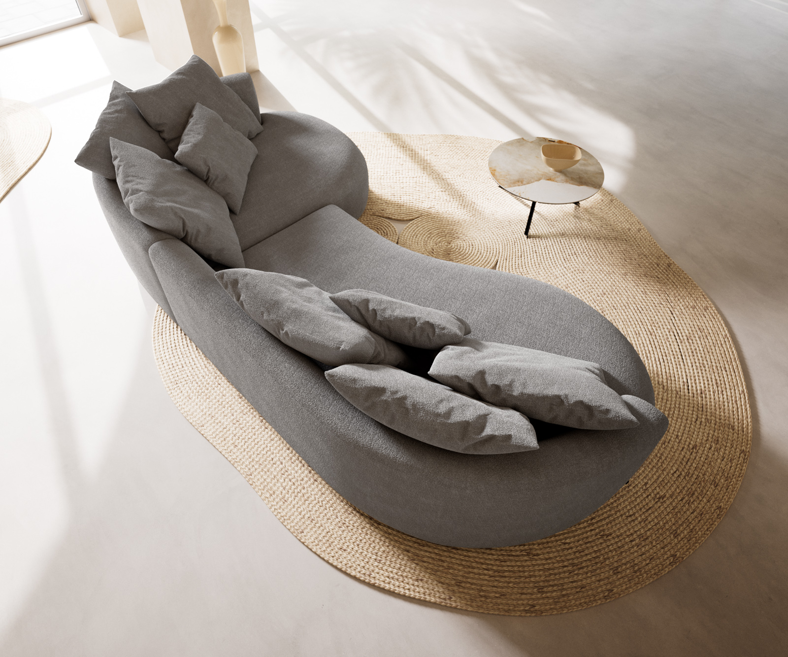 Nagy kanapé Edina 330x170 cm strukturált szövet puha szürke - Image 6