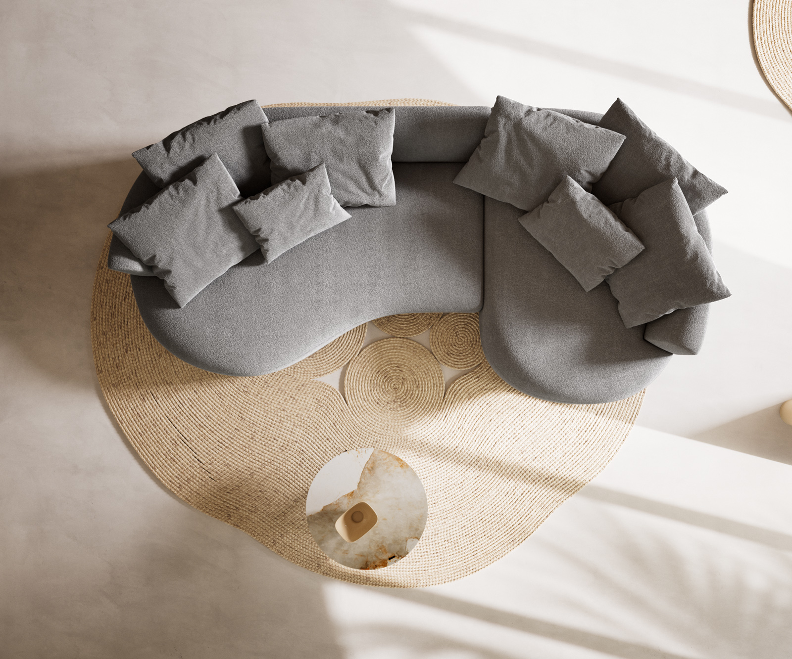 Nagy kanapé Edina 330x170 cm strukturált szövet puha szürke - Image 8