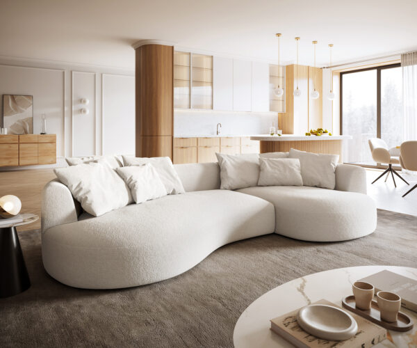 Nagy kanapé Edina 330x170 cm bouclé puha bézs