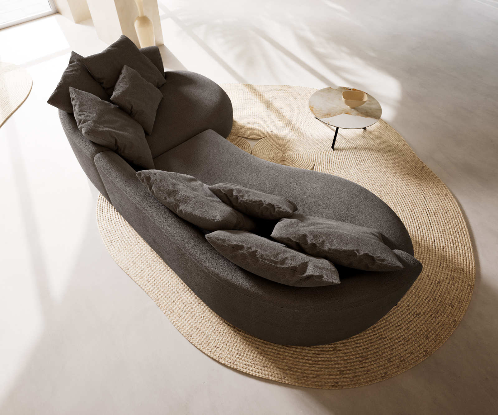 Nagy kanapé Edina 330x170 cm bouclé puha sötét bézs - Image 6