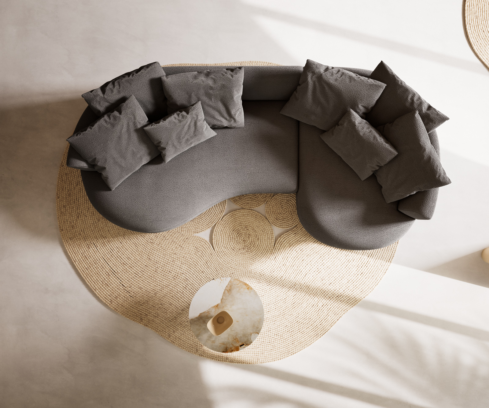 Nagy kanapé Edina 330x170 cm bouclé puha sötét bézs - Image 8