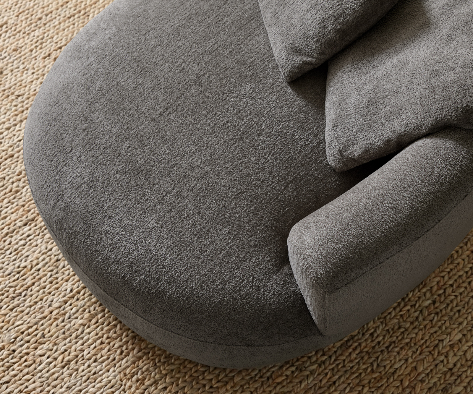 Nagy kanapé Edina 330x170 cm bouclé puha sötét bézs - Image 7