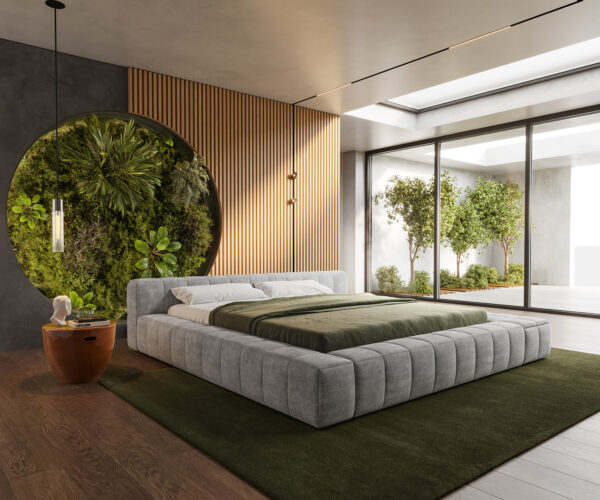 Kárpitozott ágy Espazio 180x200 cm strukturált szövet puha szürke