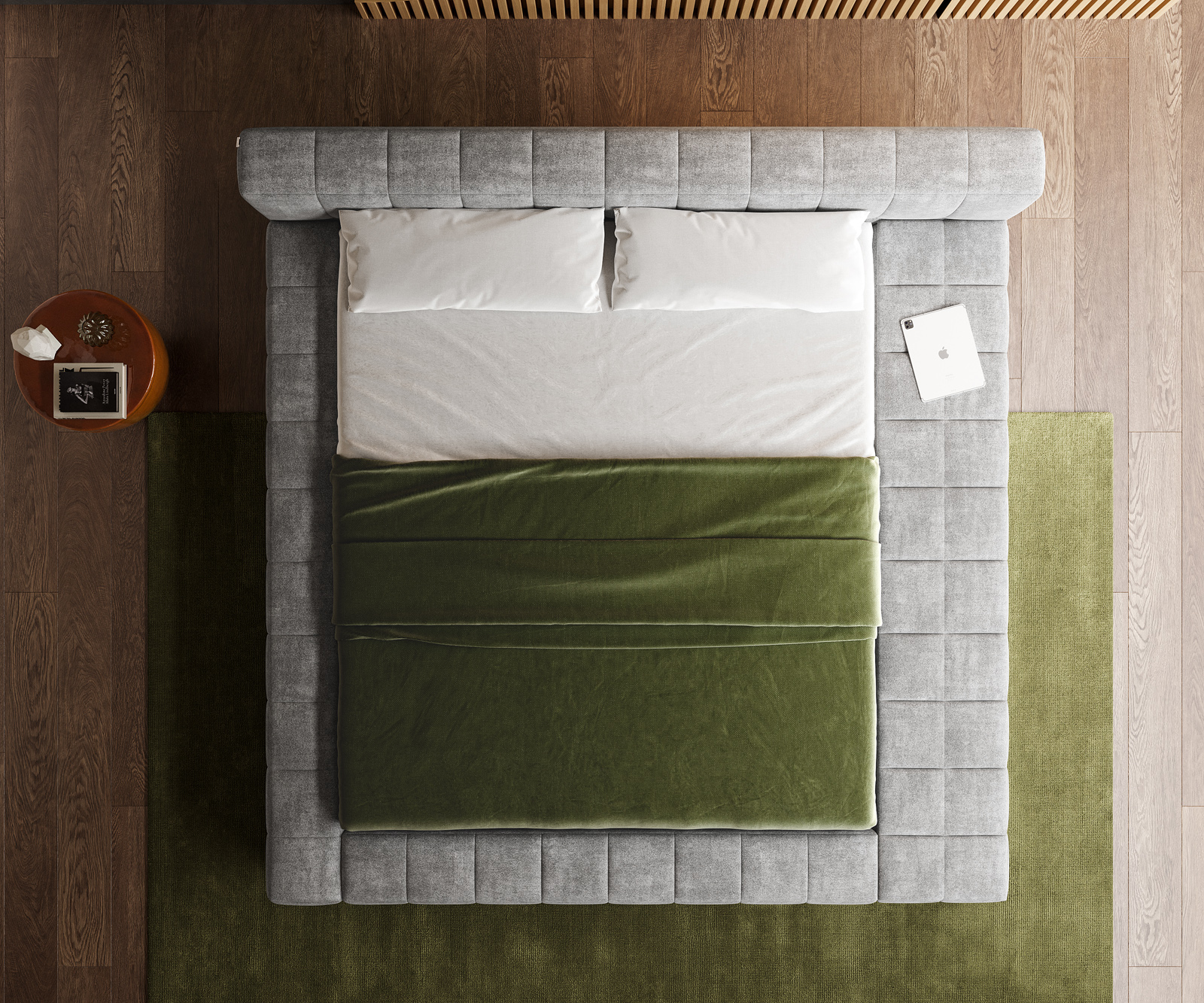 Kárpitozott ágy Espazio 180x200 cm strukturált szövet puha szürke - Image 6