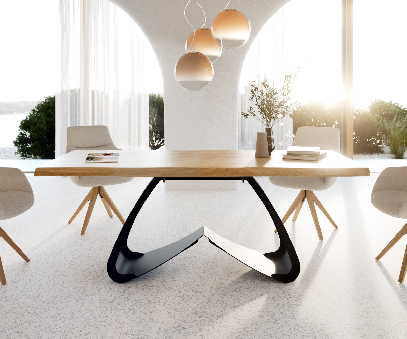 "W alakú fém láb fekete asztallapokhoz 200 cm-től" - Image 2