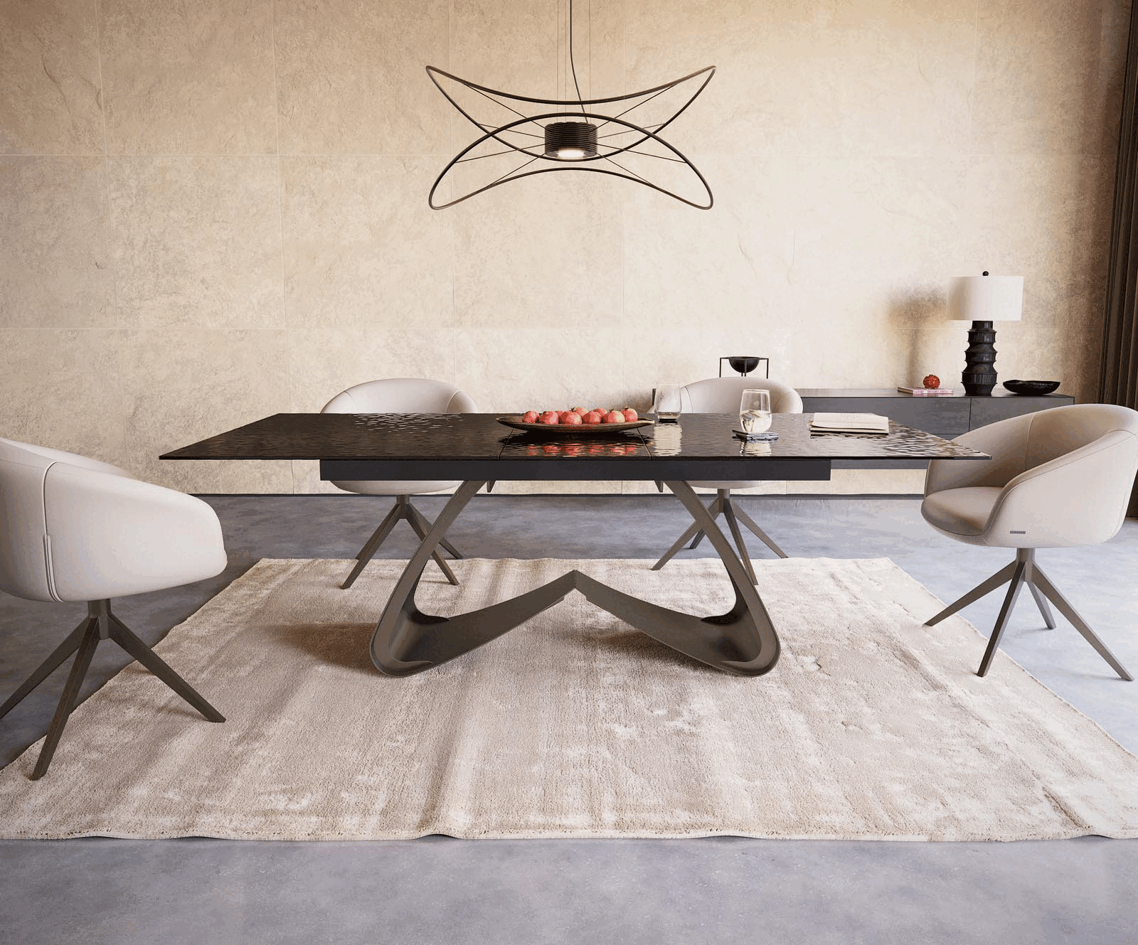 "W alakú fém láb titán effekt felülettel 180-300 cm bővíthető asztalokhoz" - Image 2