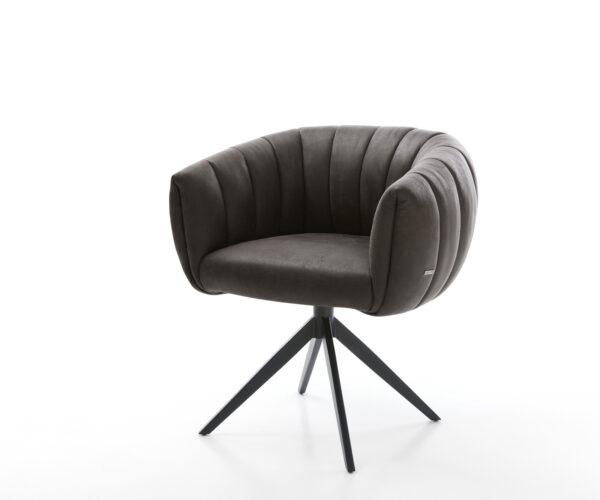 Étkezőszék Jada-Flex mikroszálas antracit vintage kereszt láb széles fekete 360° forgatható billenő zsákrugó