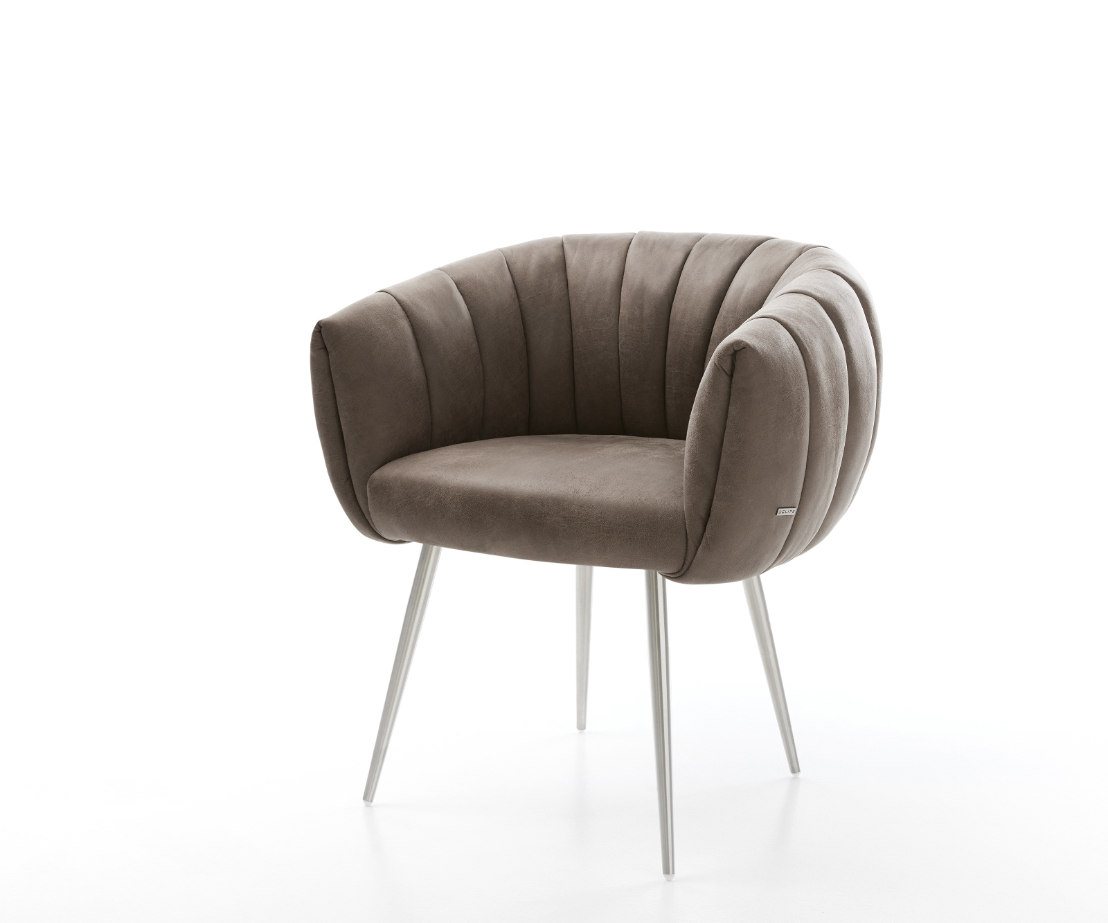 Étkezőszék Jada-Flex mikroszálas taupe vintage 4 láb kúpos rozsdamentes acél zsákrugó