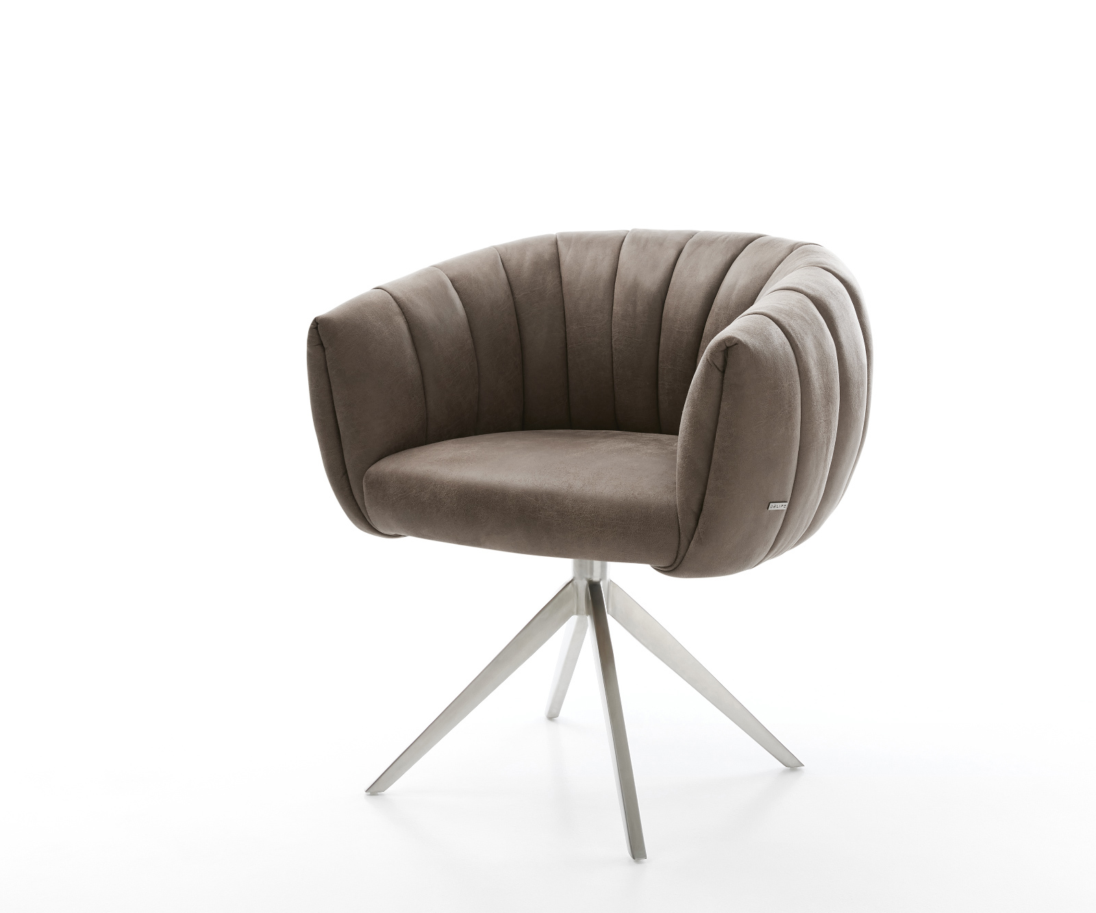 Étkezőszék Jada-Flex mikroszálas taupe vintage kereszt láb széles rozsdamentes acél 360° forgatható billenő zsákrugó